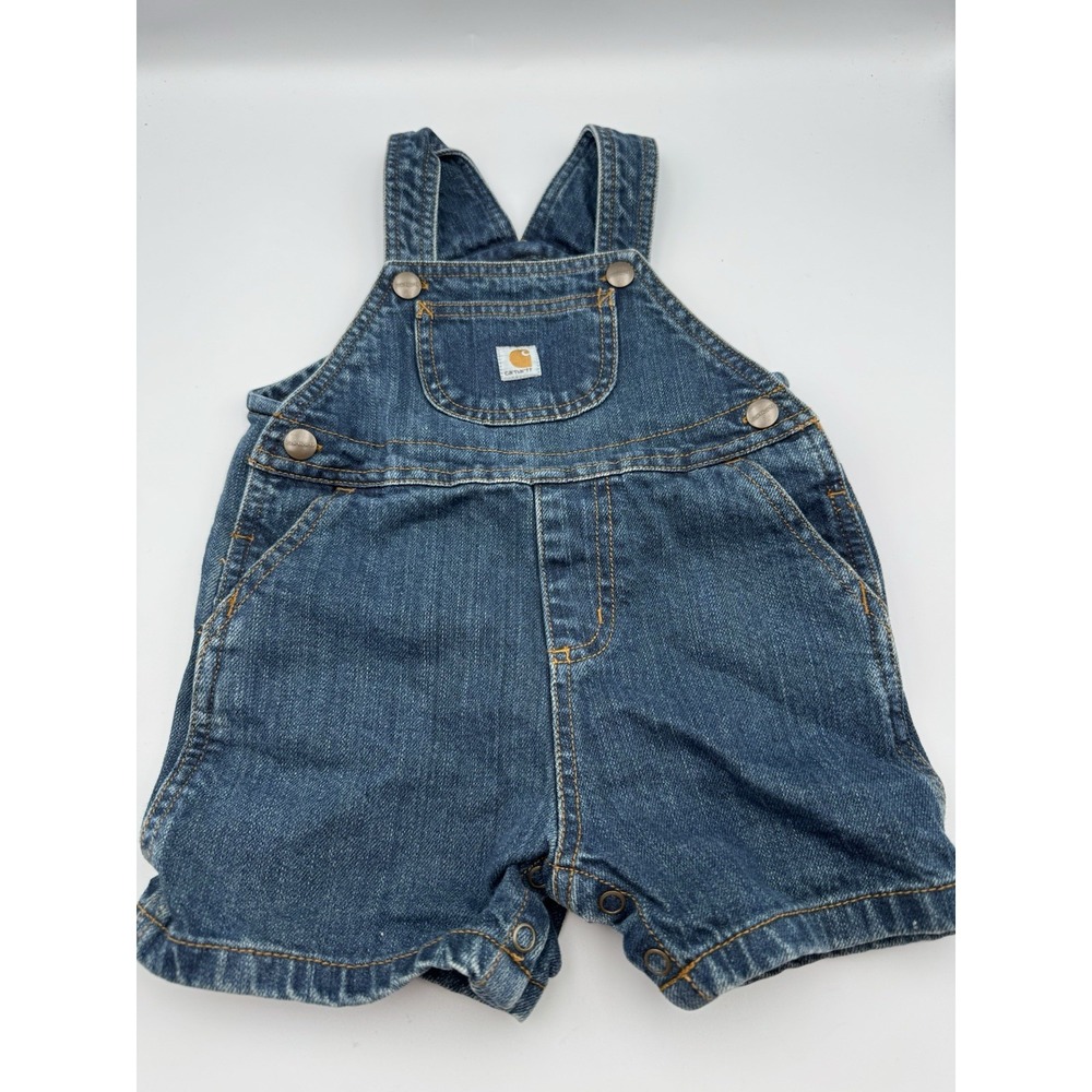 Carhartt Toddler Size 24 Months Blue Denim Short Overalls Bibs